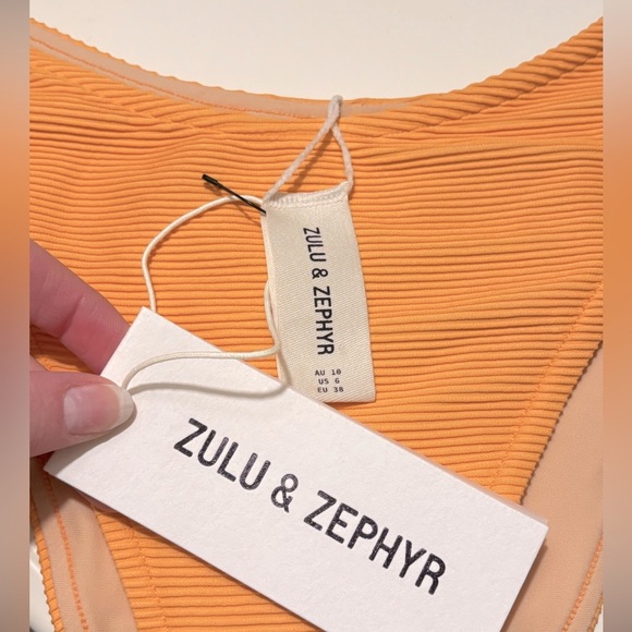 NWT Zulu & Zephyr SET Balconette Ribbed Bra and Bikini Brief in Tangerine Orange - Picture 6 of 9